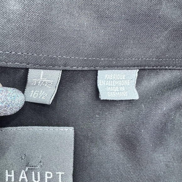 HAUPT BLACK W CONTRASTING STITCHING LONG SLEEVE BUTTON UP SHIRT - Picture 8 of 9